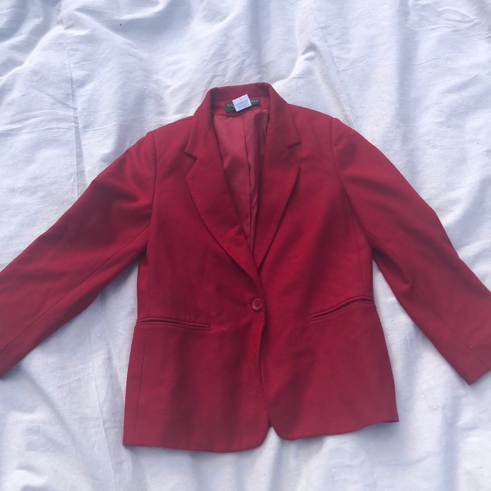 vintage red wool blend blazer